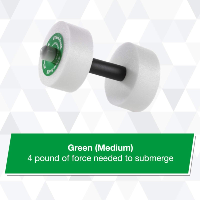 THERABAND Water Weights, Aquatic Dumbbells for Pool Fitness, 2 Foam Weights with Padded Grip for Water Aerobics, Therapy, Workouts, Pool Exercise Equipment, Aqua Training, Green, Medium, Intermediate - Image 2