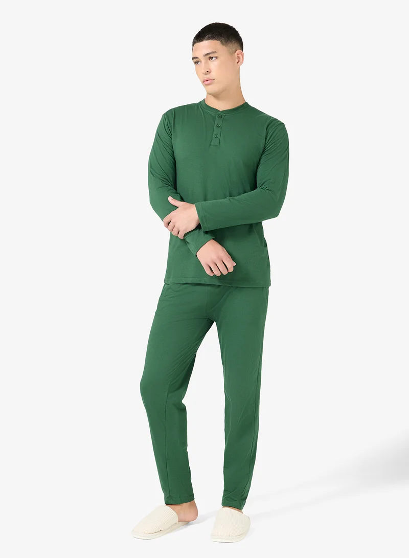 Seventy Five  Essential Long Sleeve T-Shirt And Pyjamas Set for Men | Best Price UAE