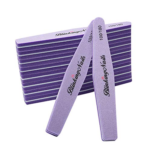 BlinkingNails Nail Buffers of Sponge Nail File Double Sides Design 100180 Grit Nail Buffer for Acrylic Nails Professional Manicure Nail Tools Color Purple Pack of 10pcs - Image 1