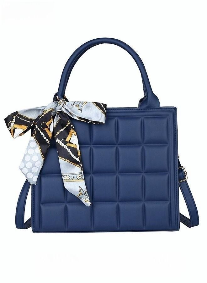 MIXDE Embossed Ribbon Decoration Square Bag Womens Minimalist Textured Satchel Bag Stitch Detail Top Zip Closure Handbag Messenger Bag - Image 1