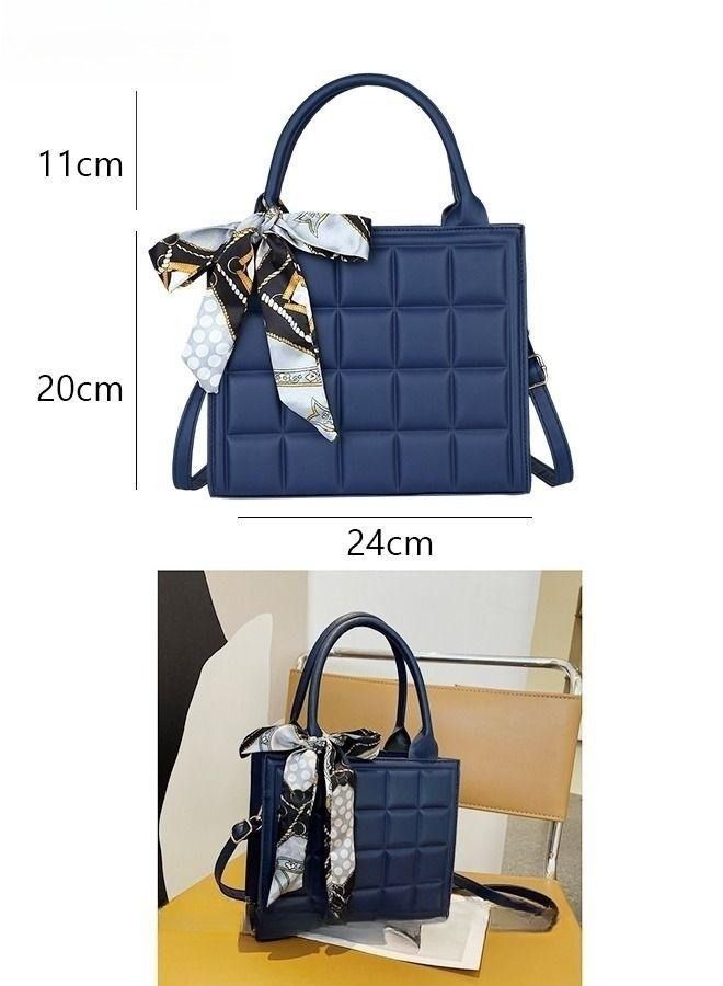 MIXDE Embossed Ribbon Decoration Square Bag Womens Minimalist Textured Satchel Bag Stitch Detail Top Zip Closure Handbag Messenger Bag - Image 5