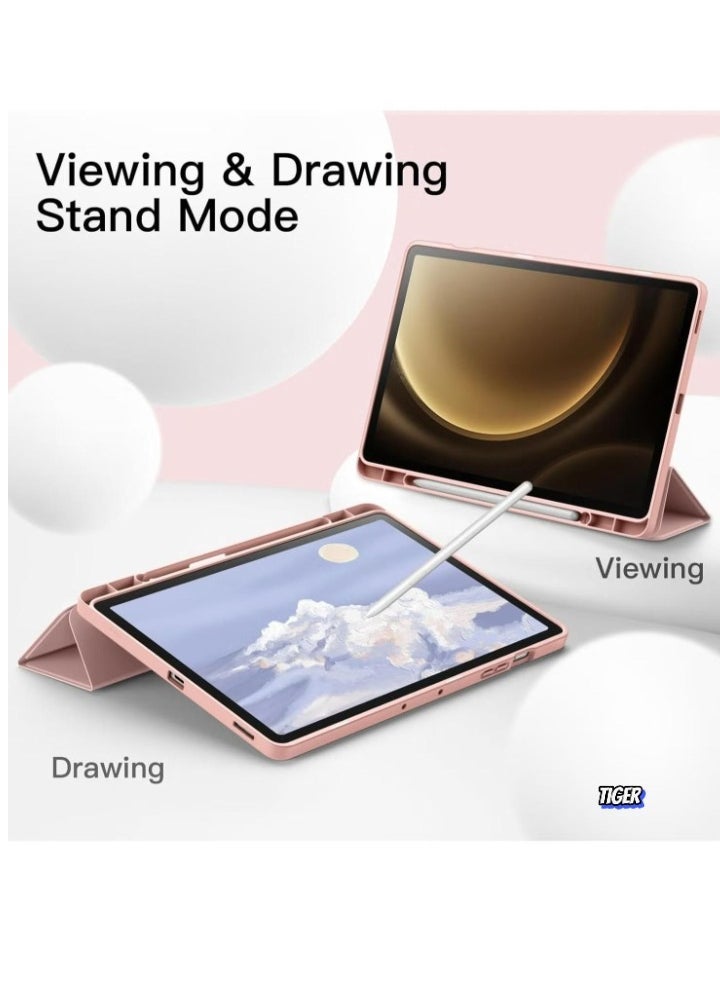 TIGER Premium Case for Samsung Galaxy Tab S9 FE+ 12.4-Inch with S Pen Holder, Soft TPU Tri-Fold Stand Protective Tablet Cover, Supports S Pen Charging, Auto Wake Sleep Function, Durable & Stylish Protection for Your Device - Image 3
