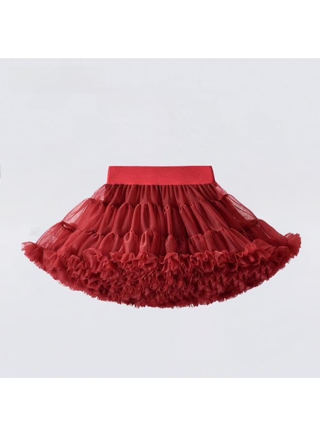 European And American Christmas Children's Wear Women's Short Soft Veil Breathable Tutu Princess Skirt Children's Mesh Veil Puff Skirt Women's Pleated Skirt