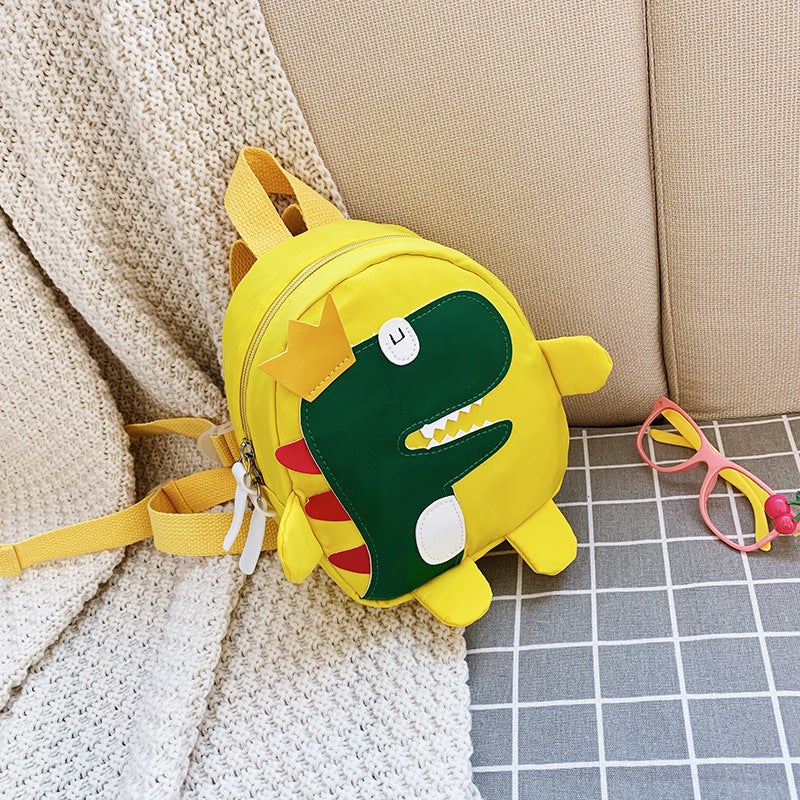 New Kids Dinosaur Backpack Cartoon Student Bag Small yellow 