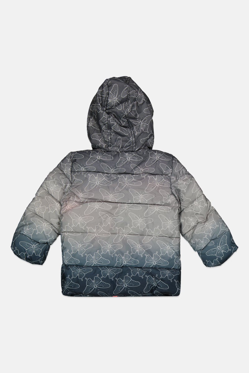 Limited Too Toddlers Girl Allover Print Puffer Jacket, Grey - Image 2