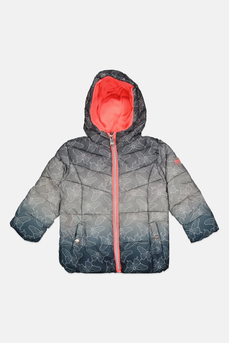 Limited Too Toddlers Girl Allover Print Puffer Jacket, Grey - Image 1