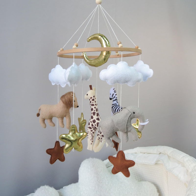 Goukurlsma Jungle Crib Mobile for Boys Girls Safari Baby Mobile for Crib Africa Safari Nursery Mobile Handmade - Image 2