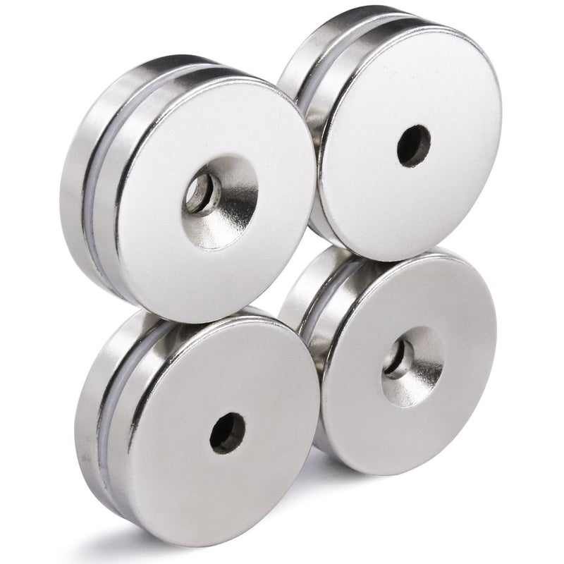 LOVIMAG 1.26 inch x 0.2 inch Neodymium Disc Countersunk Hole Magnets. Strong Permanent Rare Earth Magnets with Screws - Pack of 8 - Image 2
