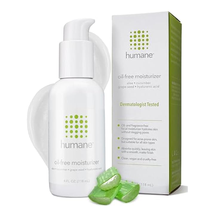 humane Oil-Free Daily Lightweight Face Moisturizer for Acne-Prone Skin - 4 Fl Oz - Gentle for All Skin Types - With Soothing Antioxidants Like Aloe Vera, Hyaluronic Acid, Cucumber and Grapeseed - Image 1