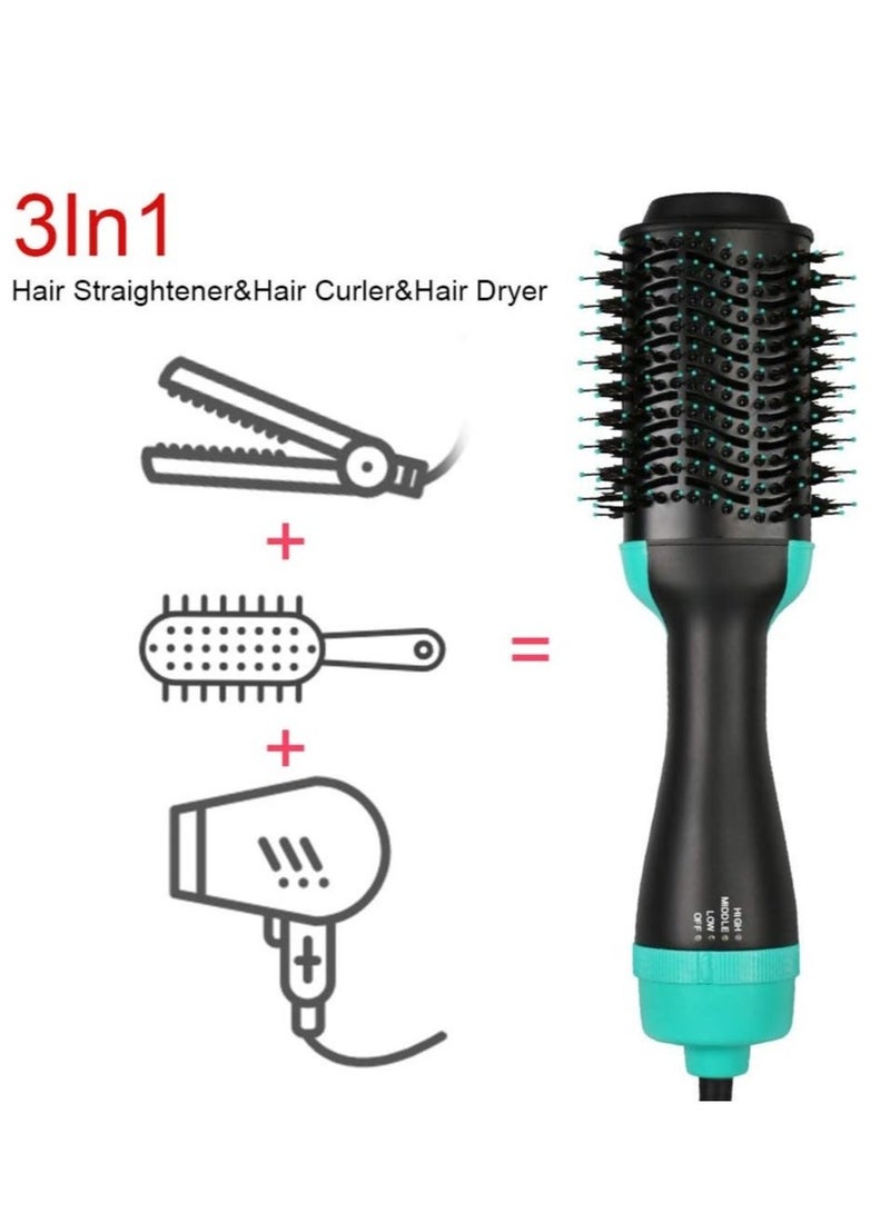 JAJEEK 3-in-1 Hot Air Brush Styler and Dryer – One-Step Electric Hair Straightener, Curler, and Volumizing Comb for Effortless Styling – Multi-Function Hair Tool for All Hair Types, Green - Image 3