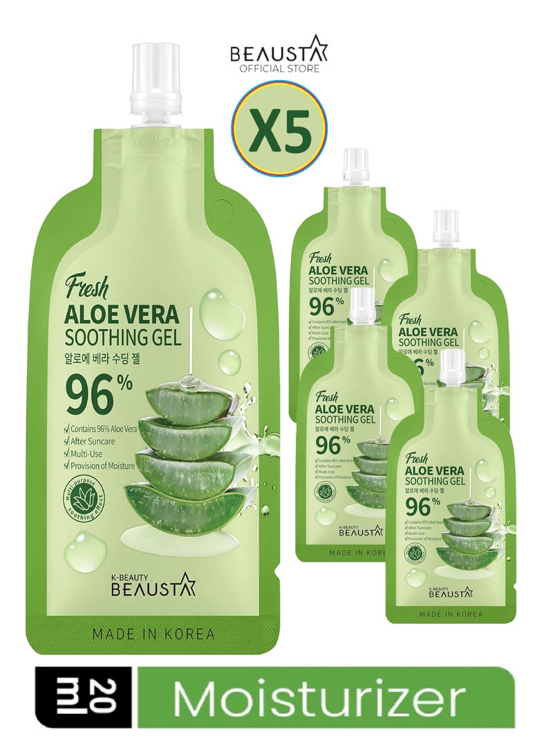 BEAUSTA 5 Pack A Soothing Gel for the Face and Body to Calm Irritated and Dry Skin Contains 96% Natural Aloe Vera Extract 20 Ml - Image 1