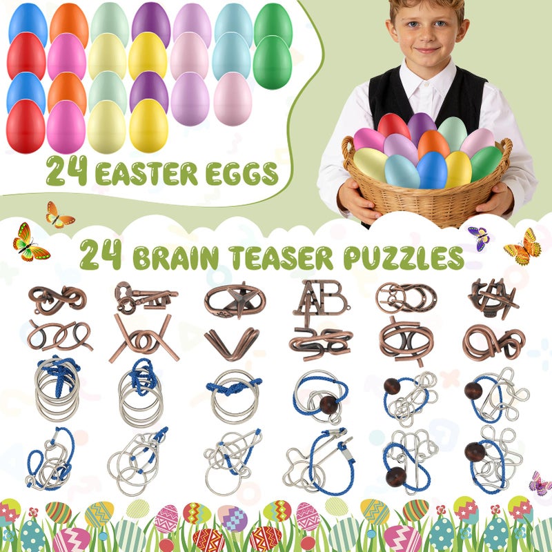 Mytothfy 24 Pack Prefilled Easter Eggs with Brain Teaser Puzzles, Easter Eggs Filled for Teens Kids Boys Girls, Easter Basket Stuffers for Kids Teens Adults, Easter Eggs Hunt Game, Classroom Prize Supplies - Image 2