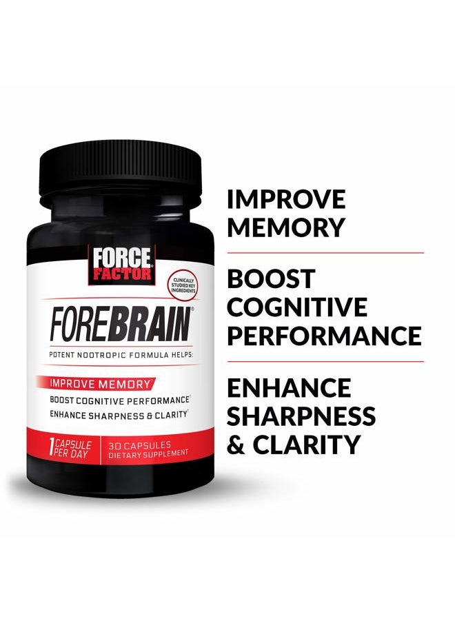 Force Factor FORCE FACTOR Forebrain Nootropic Brain Supplement with Caffeine Bacopa and Huperzine A Capsules 3Pack, White, 90 Count  - Image 3