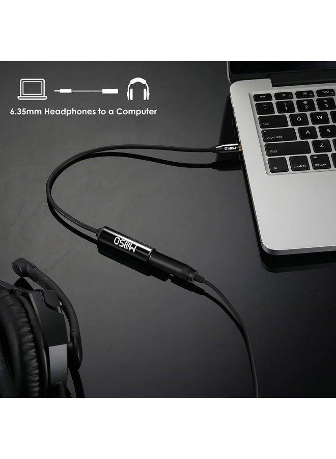 MillSO 1/4 to 3.5mm Instrument Cable, TRS Headphone Adapter 6.35mm Female to 3.5mm Male 1/8 to 1/4 Stereo Audio Adapter for Amplifier, Guitar, Piano, Speaker to Phone, Laptop, Headphone - 12inch/30cm - Image 3