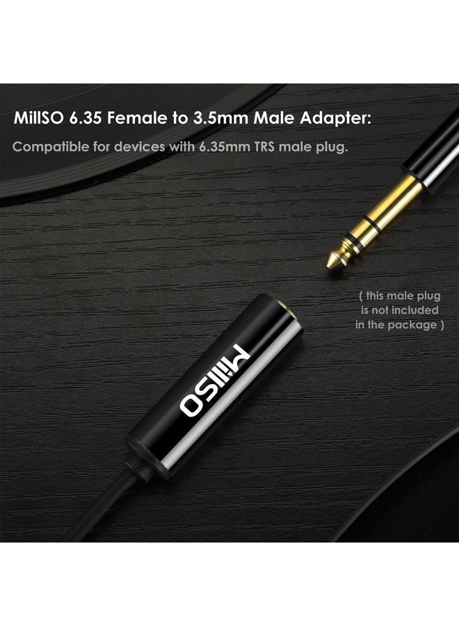 MillSO 1/4 to 3.5mm Instrument Cable, TRS Headphone Adapter 6.35mm Female to 3.5mm Male 1/8 to 1/4 Stereo Audio Adapter for Amplifier, Guitar, Piano, Speaker to Phone, Laptop, Headphone - 12inch/30cm - Image 2
