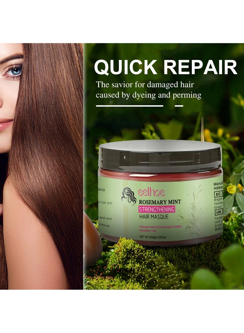 EELHOE 100g Rosemary Mint Strengthening Hair Masque, Deeply Smoothing Damaged Dry Hair, Healthy Hair Penetrates Root To - Image 4