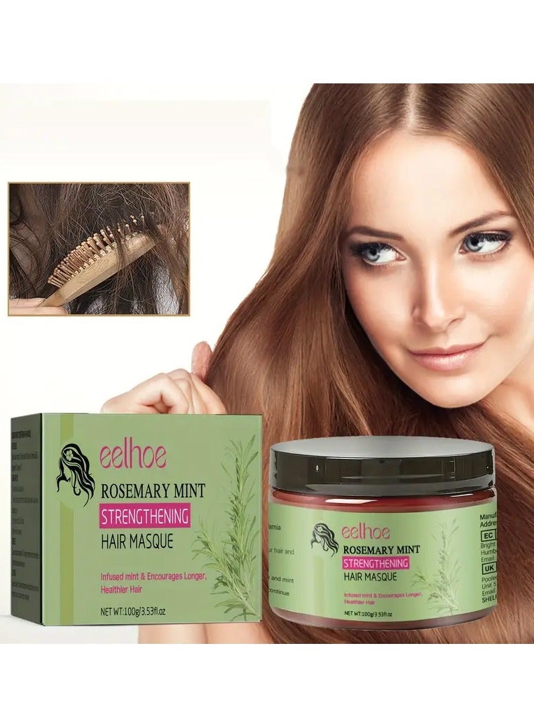 EELHOE 100g Rosemary Mint Strengthening Hair Masque, Deeply Smoothing Damaged Dry Hair, Healthy Hair Penetrates Root To - Image 1