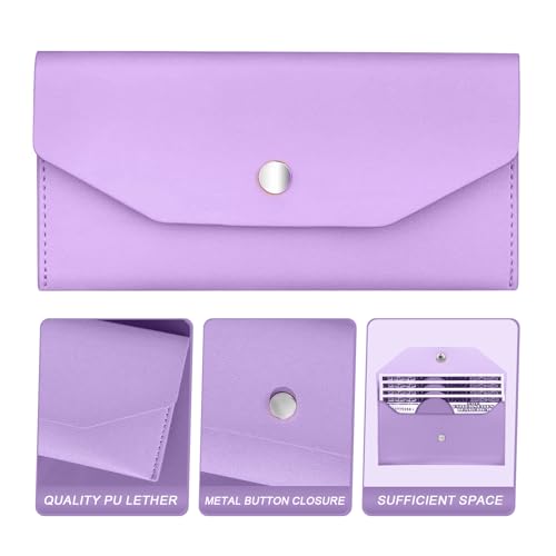 Nolcha Pu Leather Cash Envelope Wallet - Reusable Cash Stuffing Wallet for Men and Women -Purple - Image 3