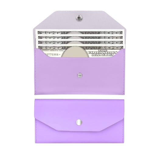 Nolcha Pu Leather Cash Envelope Wallet - Reusable Cash Stuffing Wallet for Men and Women -Purple - Image 1