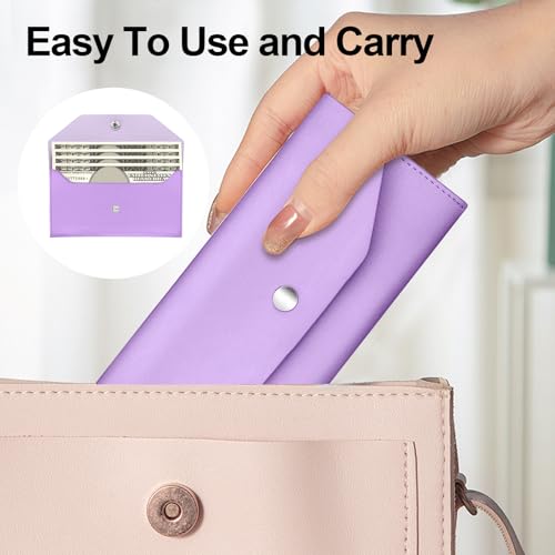 Nolcha Pu Leather Cash Envelope Wallet - Reusable Cash Stuffing Wallet for Men and Women -Purple - Image 5
