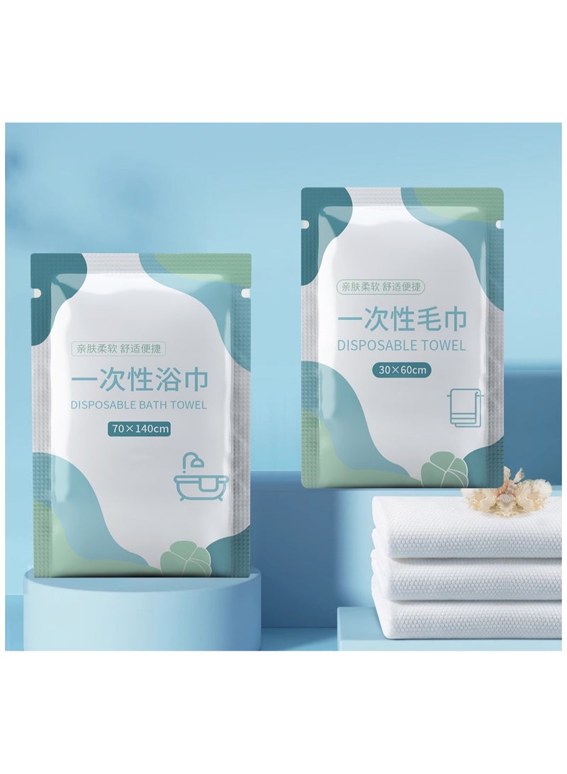 Disposable Bath Towels Face towels White Soft Bath Bath Wipes Portable and Breathable Thick Bath Cloths,10 Individually Packaged for Travel Hotel Business - Image 2