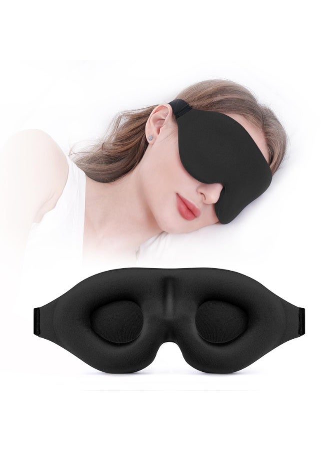 قناع عين للنوم للسفر والطيران أسود بدون فتحة للأنف قناع عين ثلاثي الأبعاد حاجب للضوء بتصميم منحنٍ للنوم - Image 1
