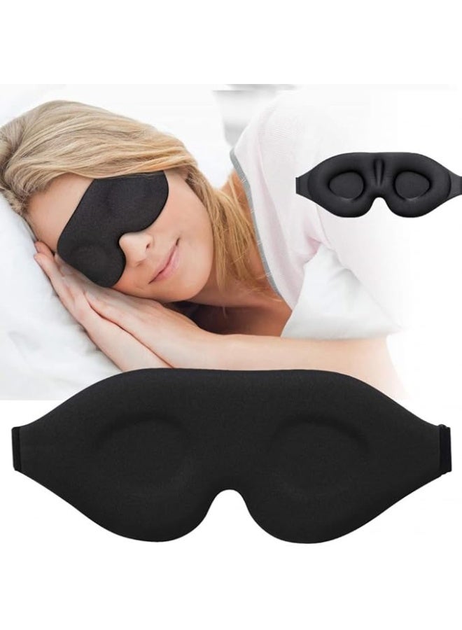 قناع عين للنوم للسفر والطيران أسود بدون فتحة للأنف قناع عين ثلاثي الأبعاد حاجب للضوء بتصميم منحنٍ للنوم - Image 3