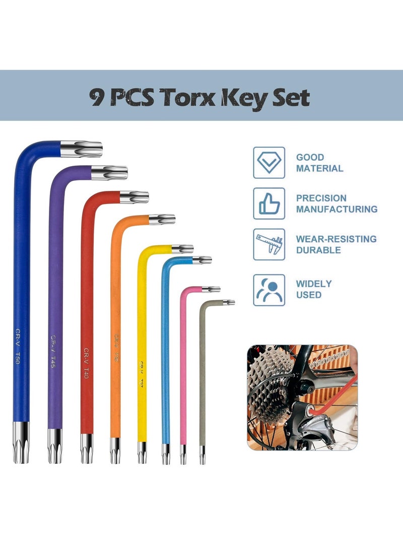 GNAFOTU - 9Pcs Metric Hex Key Set,Star Allen Key Set with Color Coding and Torque Handle 2-4.6mm,T10-T50 Anti-Slip Long Ball End Hex Wrench Set, for Disassembly and Maintenance - Image 1