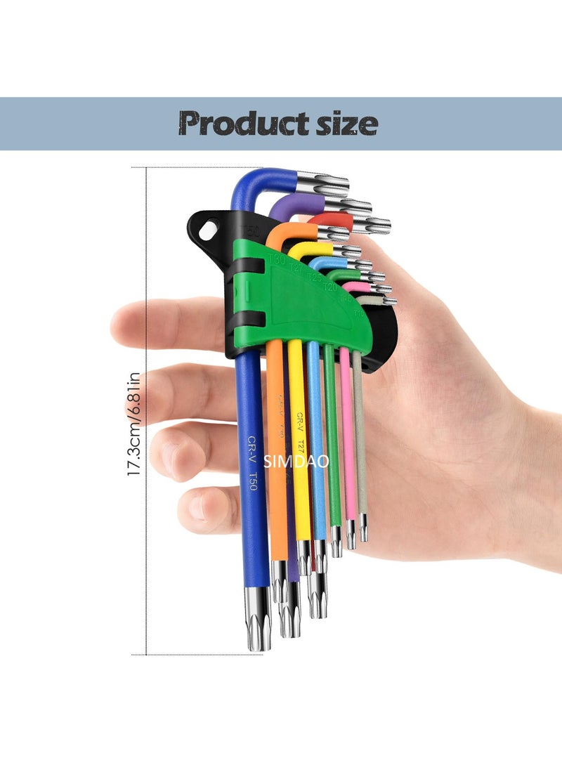 GNAFOTU - 9Pcs Metric Hex Key Set,Star Allen Key Set with Color Coding and Torque Handle 2-4.6mm,T10-T50 Anti-Slip Long Ball End Hex Wrench Set, for Disassembly and Maintenance - Image 1