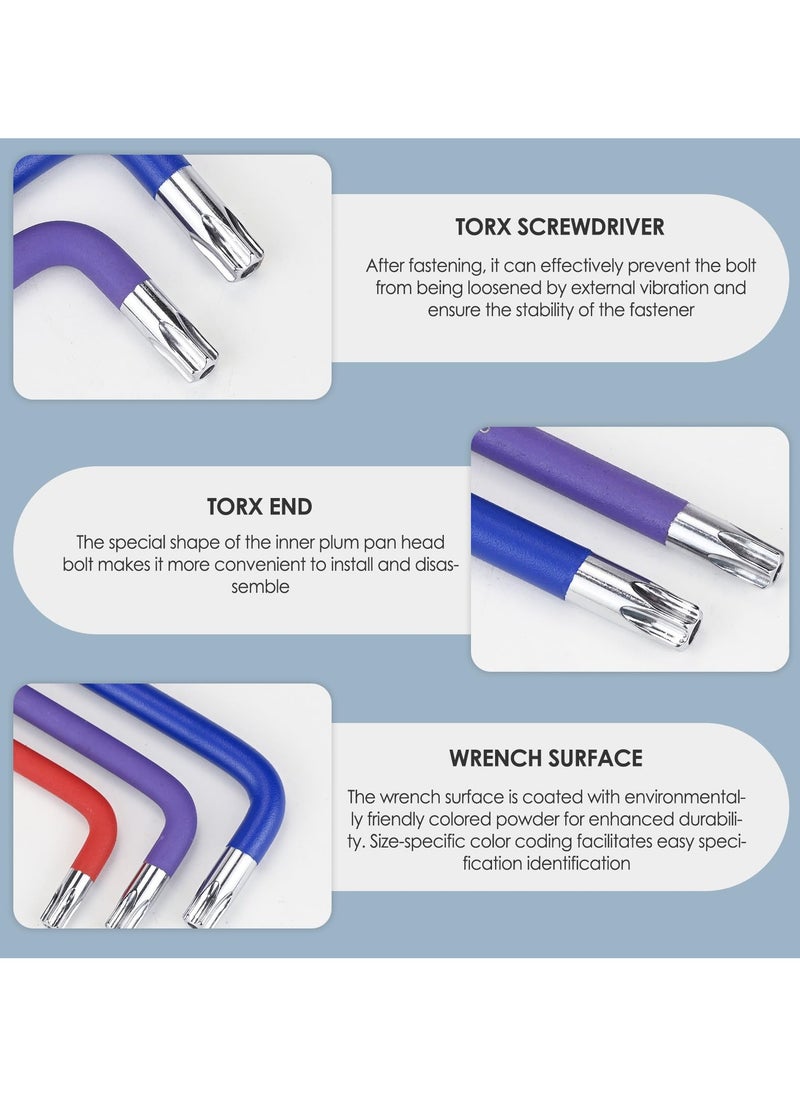 GNAFOTU - 9Pcs Metric Hex Key Set,Star Allen Key Set with Color Coding and Torque Handle 2-4.6mm,T10-T50 Anti-Slip Long Ball End Hex Wrench Set, for Disassembly and Maintenance - Image 1