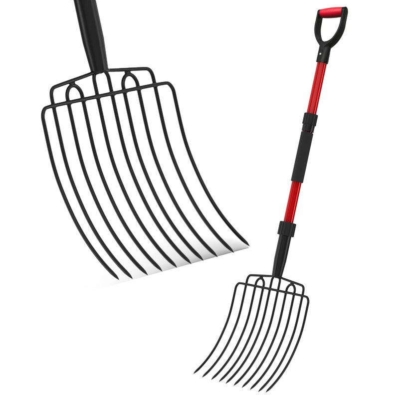 COSITA Pitch Fork for Garden, Wide Pitchfork with 10 Metal Tines, Heavy Duty Garden Fork with Fiberglass Handle 44-Inches, Chicken Coop Pitchforks for Manure, Mulching, Composting, Red - Image 1
