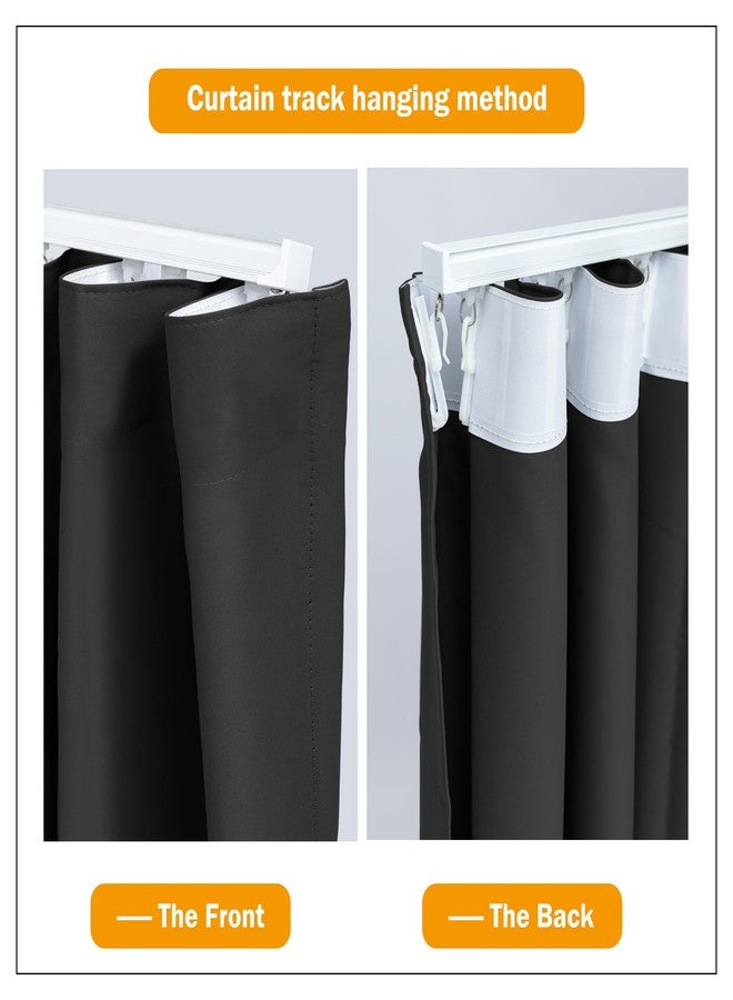 hoeflife Room Divider Curtains Blackout Floor to Ceiling Curtain with Hook Wall Mount Sliding Door Curtains Ceiling Mount Extra Wide Curtain Wall Divider for Room Separation (Black, W100 x H84 Inch) - Image 5