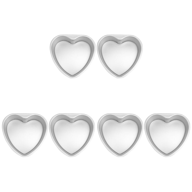 Cabilock 6-Pack Mini Heart Shape Cake Pans 4 Inch Aluminum Alloy Baking Molds with Removable Bottoms for Valentine S Day Birthday Parties Family Gatherings - Image 1