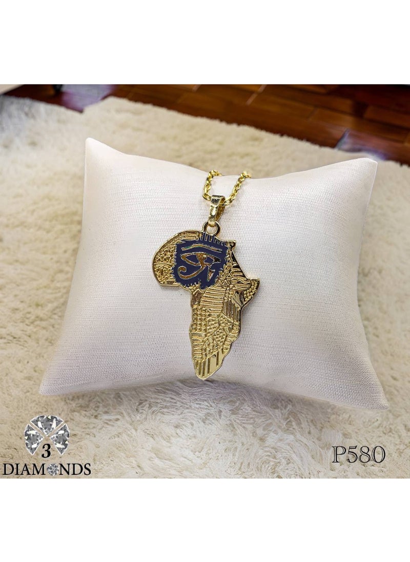 3Diamonds Africa Map Necklace with Pharaonic Engraving – Gold Plated by 3Diamonds  - Image 2