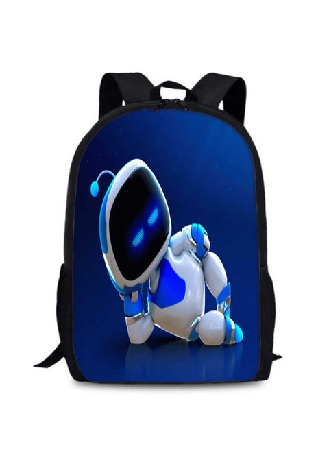 Astro Bot 15-inch single-layer backpack with large capacity for students and children, suitable for children aged 6 to 12 (blue)