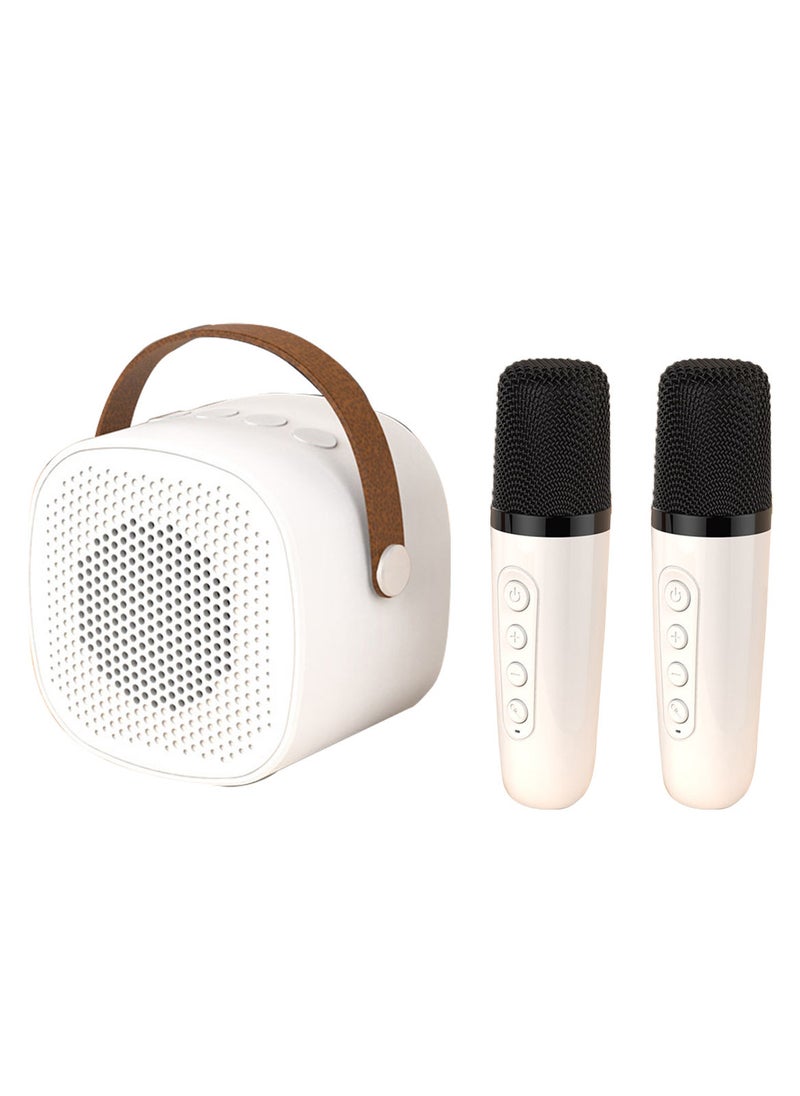 Sharpdo - Mini Karaoke Machine Wireless Karaoke Microphone Portable Micro Bluetooth Speaker With Duo Microphone White - Image 1