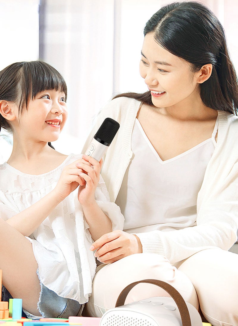 Sharpdo - Mini Karaoke Machine Wireless Karaoke Microphone Portable Micro Bluetooth Speaker With Duo Microphone White - Image 1