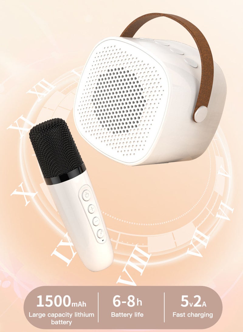 Sharpdo - Mini Karaoke Machine Wireless Karaoke Microphone Portable Micro Bluetooth Speaker With Duo Microphone White - Image 1