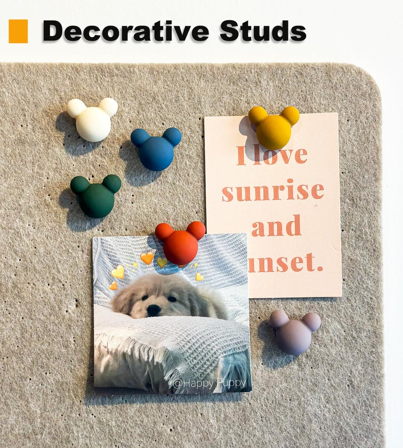 KEYDUACU 24 Pcs Cute Push pins,Colorful Decorative thumbtacks,Mouse Push pins,for Cork Board,Office or Home (24 Pcs- Velvet) - Image 2
