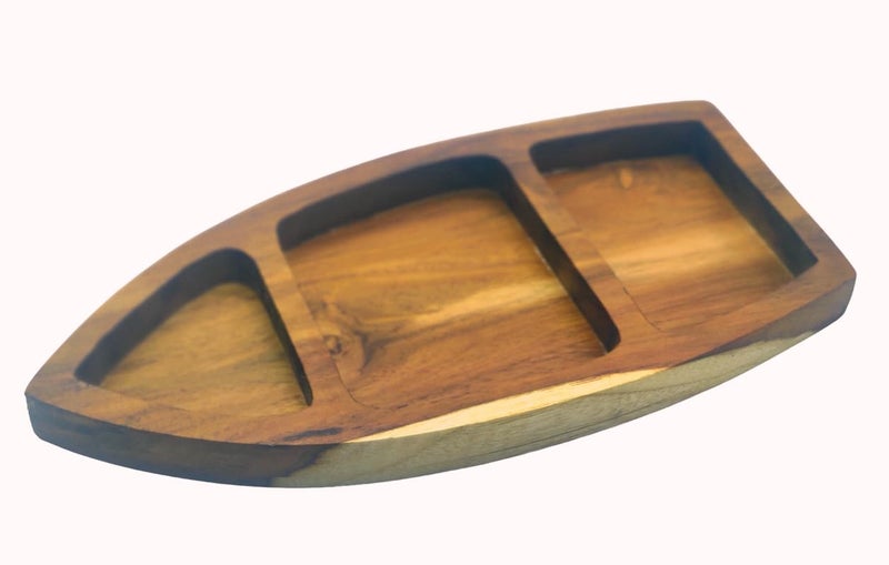 appeasy Wooden 3 Section Serving Platters for Home Decor, Food, Vegetables, Fruit, Snacks, Appetizer Serving Tray. - Image 1