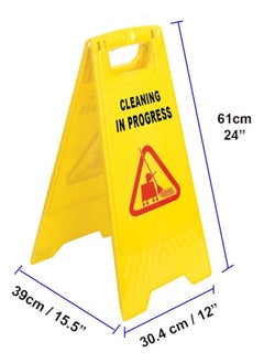 VINSTAR (Pack of 2)Safety wet floor signage & Cleaning in Progress Sign Board, Caution Wet Floor Warning Signs 2-Sided Yellow Caution Board for commercial use  - Image 2