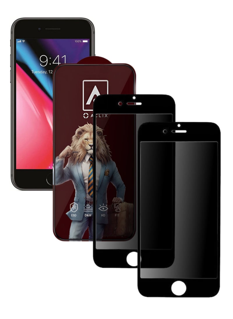 ACLIX 2 Pieces Antistatic ESD Dustproof Premium Quality High Definition Anti-Spy Privacy Tempered Glass Screen Protector Designed For  iPhone 8 Plus - Image 1