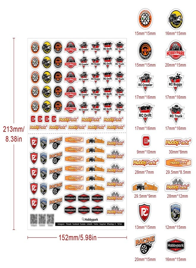 HobbyPark Pre-Cut Sponsor Decals Stickers Sheets for 1/16 1/18 1/24 Scale RC Crawler, Cars, Truck, fit TRX4M SCX24 AX24 FCX18 FCX24 Body Shell, Die Cut - Image 2