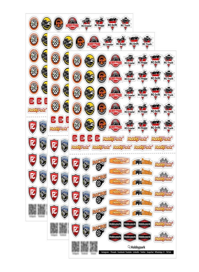 HobbyPark Pre-Cut Sponsor Decals Stickers Sheets for 1/16 1/18 1/24 Scale RC Crawler, Cars, Truck, fit TRX4M SCX24 AX24 FCX18 FCX24 Body Shell, Die Cut - Image 1
