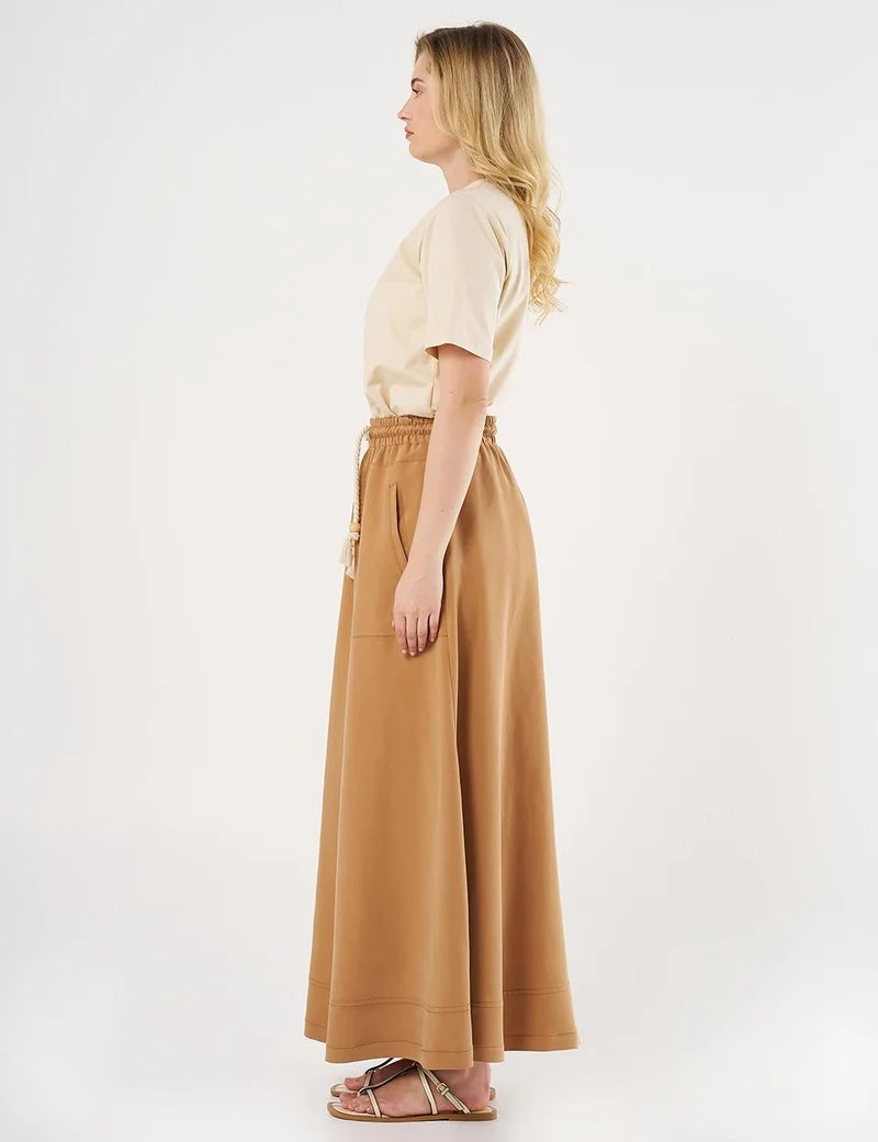 Kayra Patch Pocket High-Waist Skirt - Tobacco