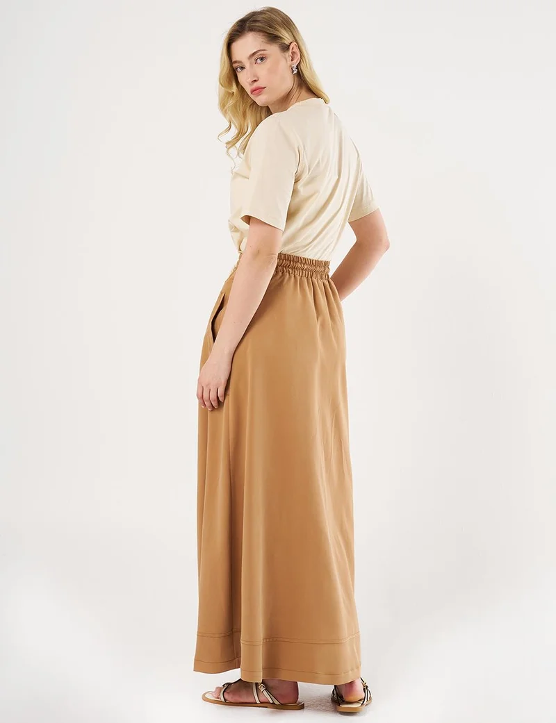 Kayra Patch Pocket High-Waist Skirt - Tobacco