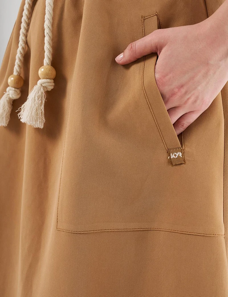 Kayra Patch Pocket High-Waist Skirt - Tobacco