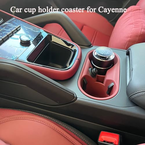 Speechn Cup Holder Coasters for Cayenne Accessories, Silicone Non-Slip Car Cup Holder Insert for Porsche 2018-2025 Cayenne Car Accessories (for Cayenne 2018-2025 Black) - Image 3