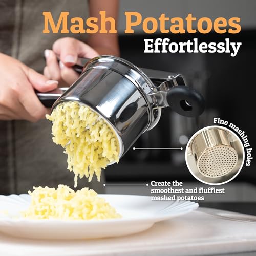 Priority Chef PriorityChef Large 15oz Potato Ricer, Heavy Duty Stainless Steel Potato Masher and Ricer Kitchen Tool, Press and Mash Kitchen Gadget For Perfect Mashed Potatoes - Everytime - Image 2