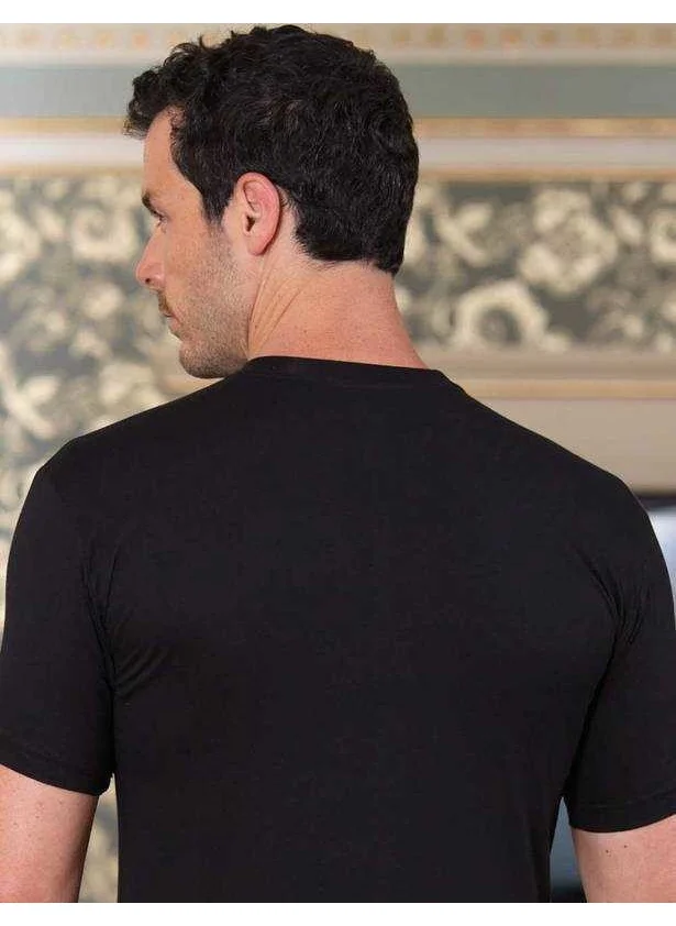 Şahinler - Black Zero Collar Short Sleeve Men's Undershirt 6-Piece Economical Package ME004